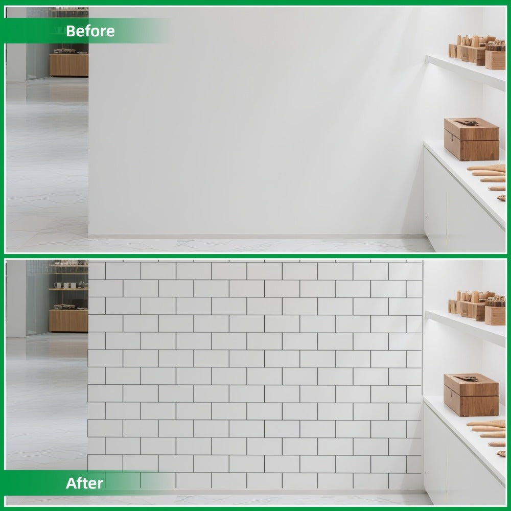 Peel and Stick Subway Tiles 102 Pieces 3x6 Inch Glossy White PVC Self Adhesive Kitchen for Entryways, Bedrooms and Living Spaces