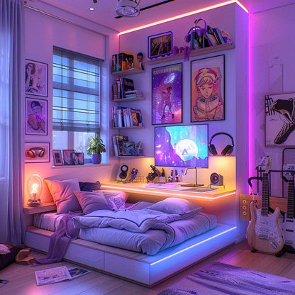 IR Remote LED Strip Lights with Music Sync & DIY Mode – RGB Color Changing Gradient Breathing Flashing for a Home Lash Beauty Routine