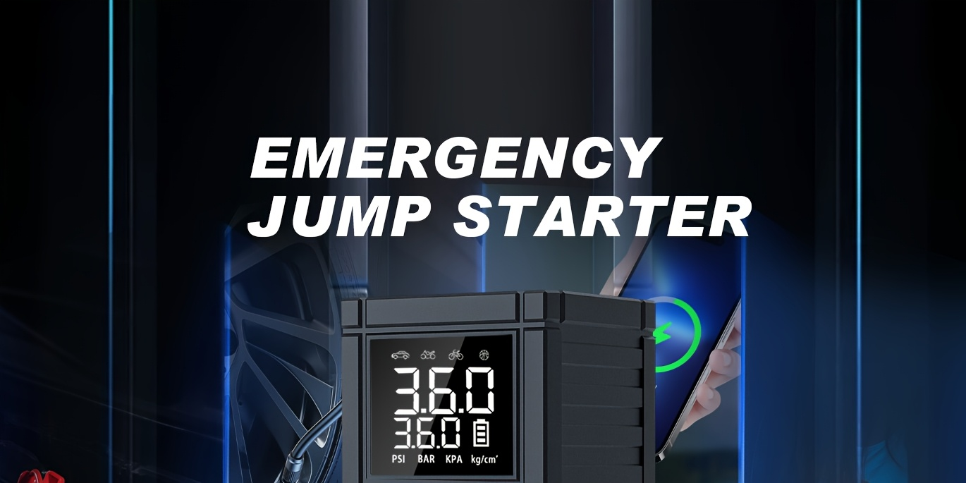 7000A Jump Starter 8-in-1 29800mAh with Air Compressor Tire Inflator SOS LED Flashlight Power Bank for Garden, Patio and Yard Use