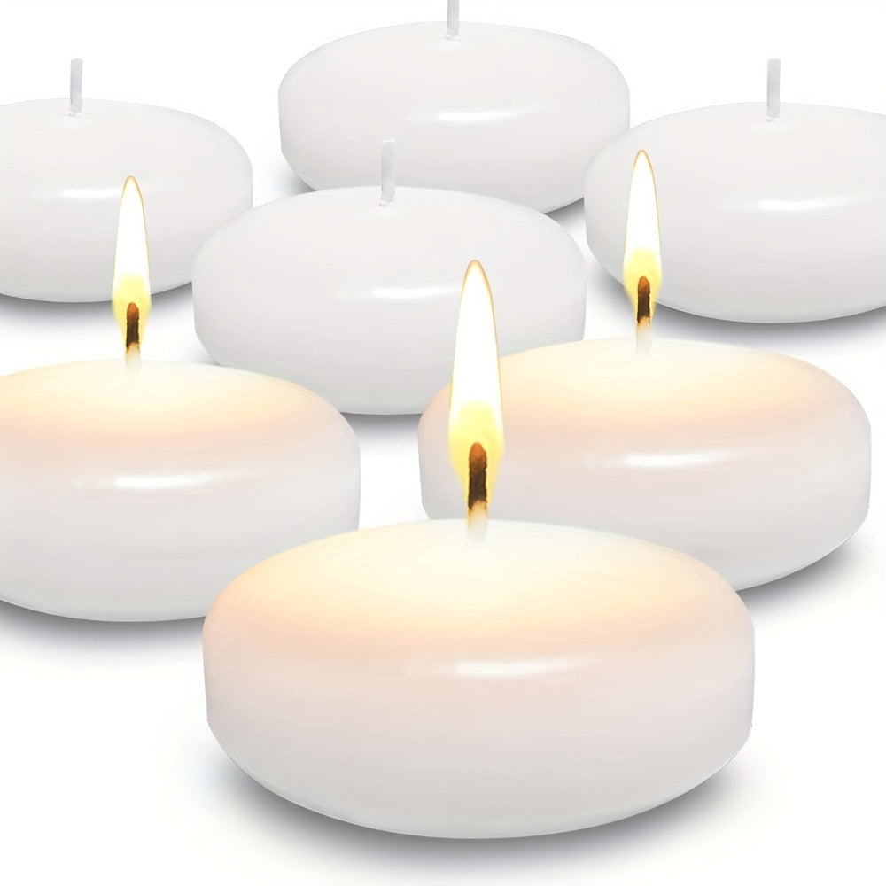 24-Piece White Floating Candle Set with 3-Inch Checkout Label and Pictured 3.05 cm Candle Height