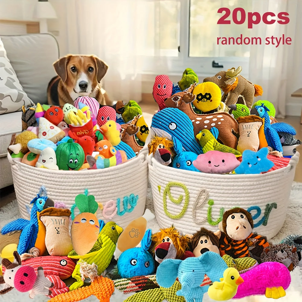 Dog Toy 20-Piece Gift Box with Random Rope, Tug, Squeaky and Interactive Styles for Small Dogs