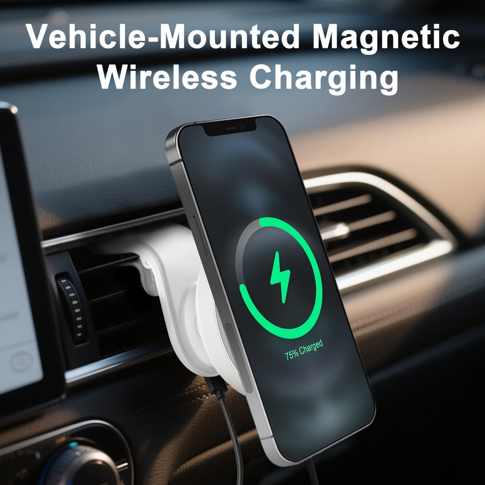 Magnetic Wireless Car Charger Mount 15W 360° Swivel Ball Joint Air Vent Holder for iPhone 17 17 Air 17 Pro Max 16 15 14 13 12 Series