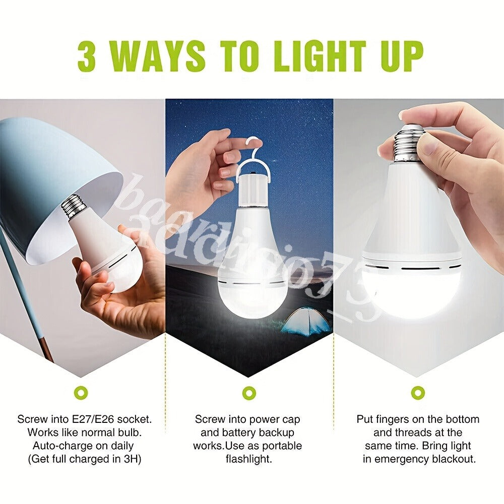 Emergency Light Bulb for Power Outages, Self-Charging Battery Backup LED Bulb 1200mAh 60 Watt Equivalent