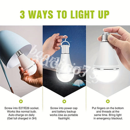 Emergency Light Bulb for Power Outages, Self-Charging Battery Backup LED Bulb 1200mAh 60 Watt Equivalent