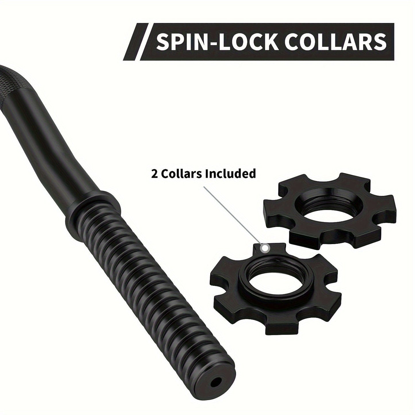 Fitness Equipment 47-Inch Alloy Steel EZ Curl Bar for One-Inch Plates with Two Spin-Lock Collars