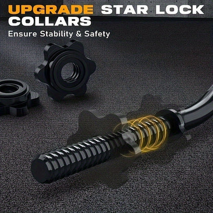 Fitness Equipment 47-Inch Alloy Steel EZ Curl Bar for One-Inch Plates with Two Spin-Lock Collars