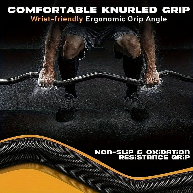 Fitness Equipment 47-Inch Alloy Steel EZ Curl Bar for One-Inch Plates with Two Spin-Lock Collars