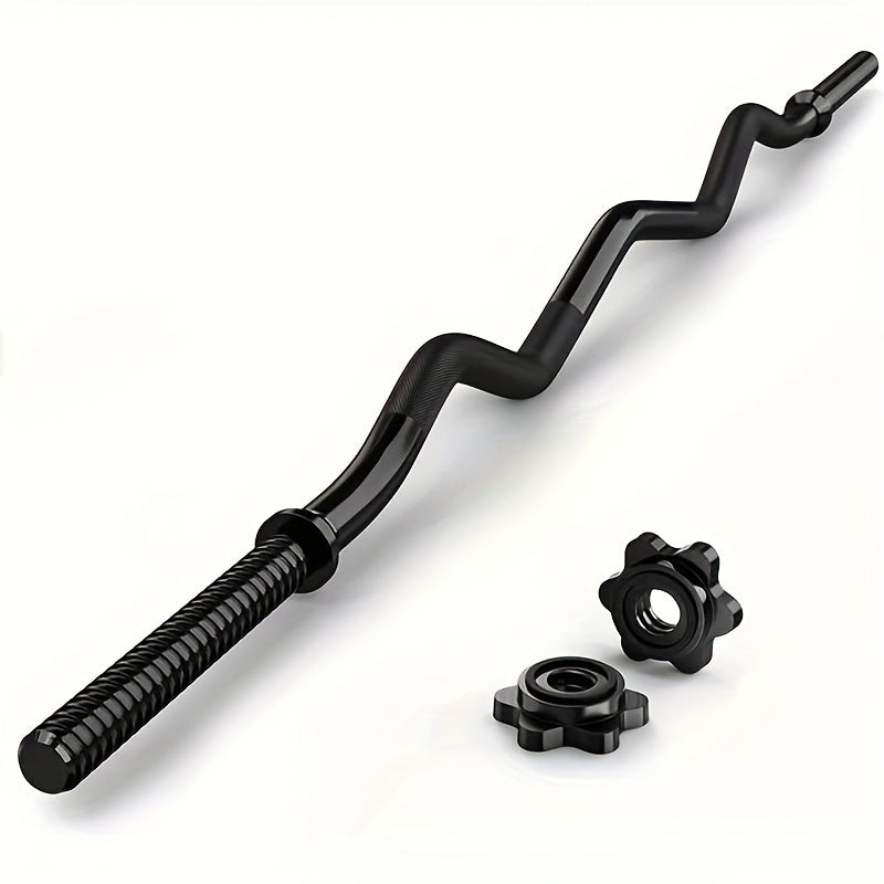 Fitness Equipment 47-Inch Alloy Steel EZ Curl Bar for One-Inch Plates with Two Spin-Lock Collars