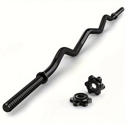 Fitness Equipment 47-Inch Alloy Steel EZ Curl Bar for One-Inch Plates with Two Spin-Lock Collars