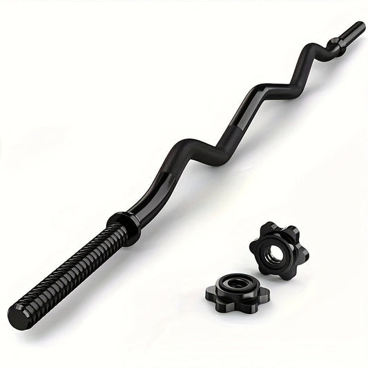 Fitness Equipment 47-Inch Alloy Steel EZ Curl Bar for One-Inch Plates with Two Spin-Lock Collars