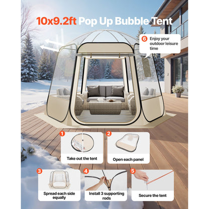 Pop Up Bubble Tent Clear Dome Tent 540° Panoramic Outdoor Shelter for Garden, Patio and Yard Use