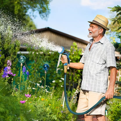 Expandable Garden Hose with 10-Function Nozzle, 3/4" Brass Fittings, Leakproof, Durable Rubber, 15 to 100FT
