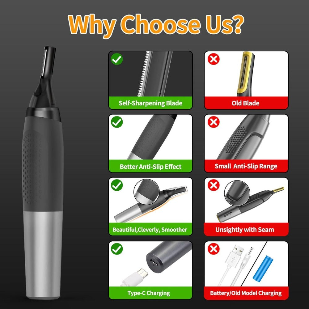 Rechargeable Eyebrow & Nose Ear Hair Trimmer for Men, Electric Detail Trimmer for Neckline Sideburns