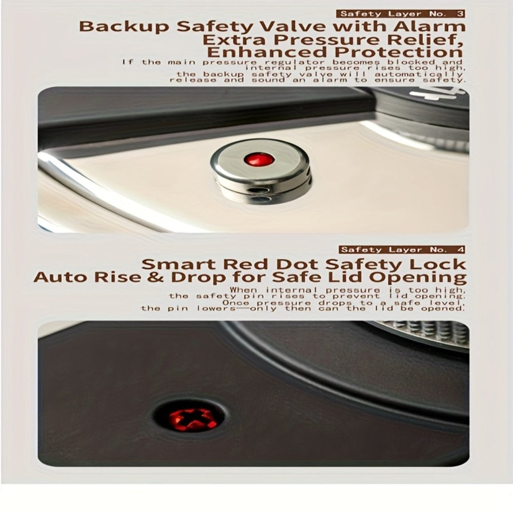 Pressure Cooker Stainless Steel with One-Twist Lock Lid, Induction & Gas Compatible Stew Pot in 1.32gal