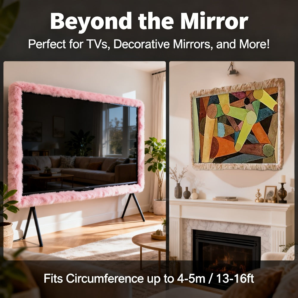 Full Length Floor Mirror Cover Fluffy Stretchable 64"x21" – Soft Non-Slip Irregular Shape Bedroom Dressing Room Mirror Sleeve 6 Colors