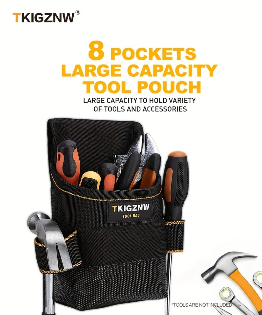 Tool Belt Pouch Heavy Duty Electrician | Adjustable Strap Multi-Compartment Organizer with Zipper | Professional Tool Bag for Plumbers