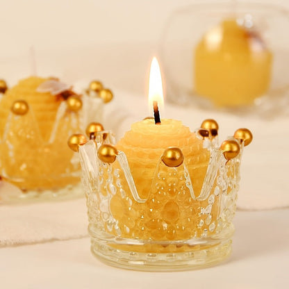 Beeswax Candles Set – Natural Pure Beeswax Votive Candles with Bee Decorations, Handcrafted from Beekeepers