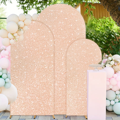 Sequins Wedding Arch Cover Set of 3 Sizes 4ft 5ft 6ft Metallic Spandex Arch Backdrop Cover Payette Glitter Arch Stand Cover for Wedding