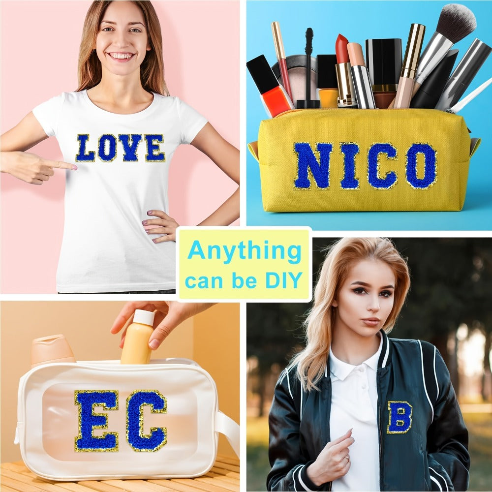 Chenille Letter Patches Self Adhesive A-Z 26pcs – Embroidered Alphabet Applique Stickers for Clothes Bags Hats Phone Cases