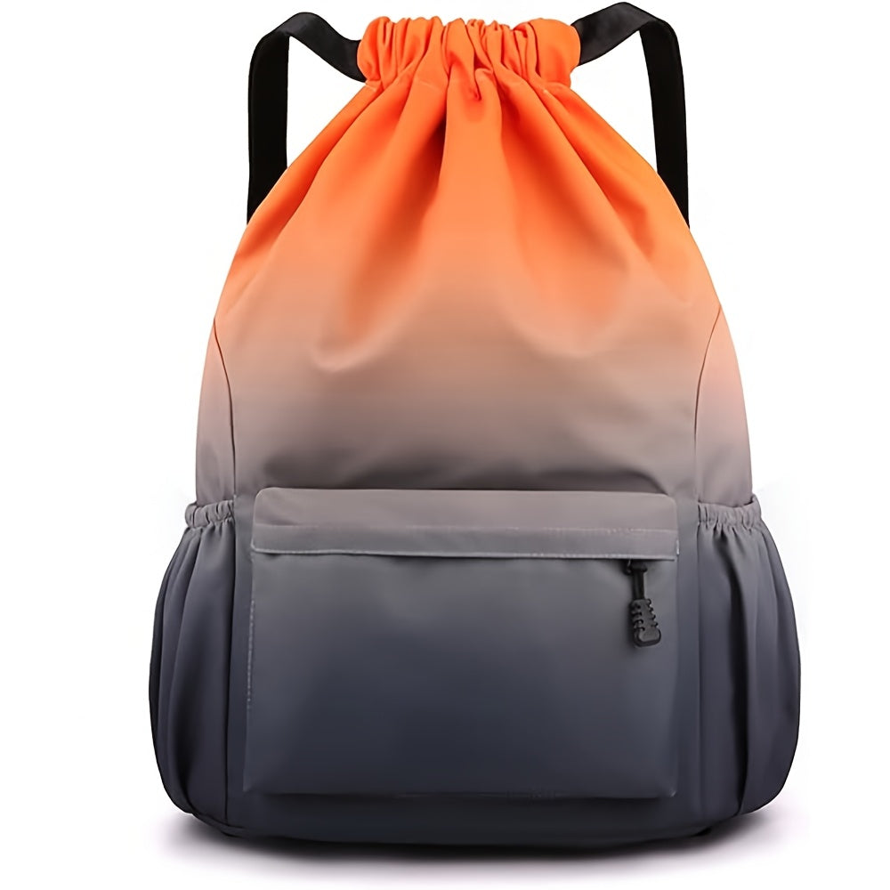 Drawstring Backpack Gym Bag – Large Capacity Nylon Cinch Sack with Strap Pocket, Lightweight Training & Outdoor Travel Bag for Men Women | 4
