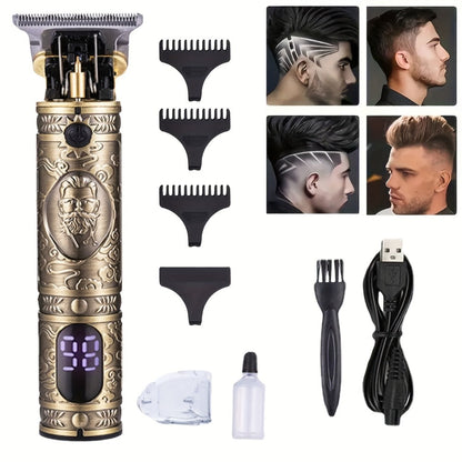 Hair Clipper Retro T-Blade Cordless Trimmer with LED Display, USB Charging and T9 or T10 Style Options