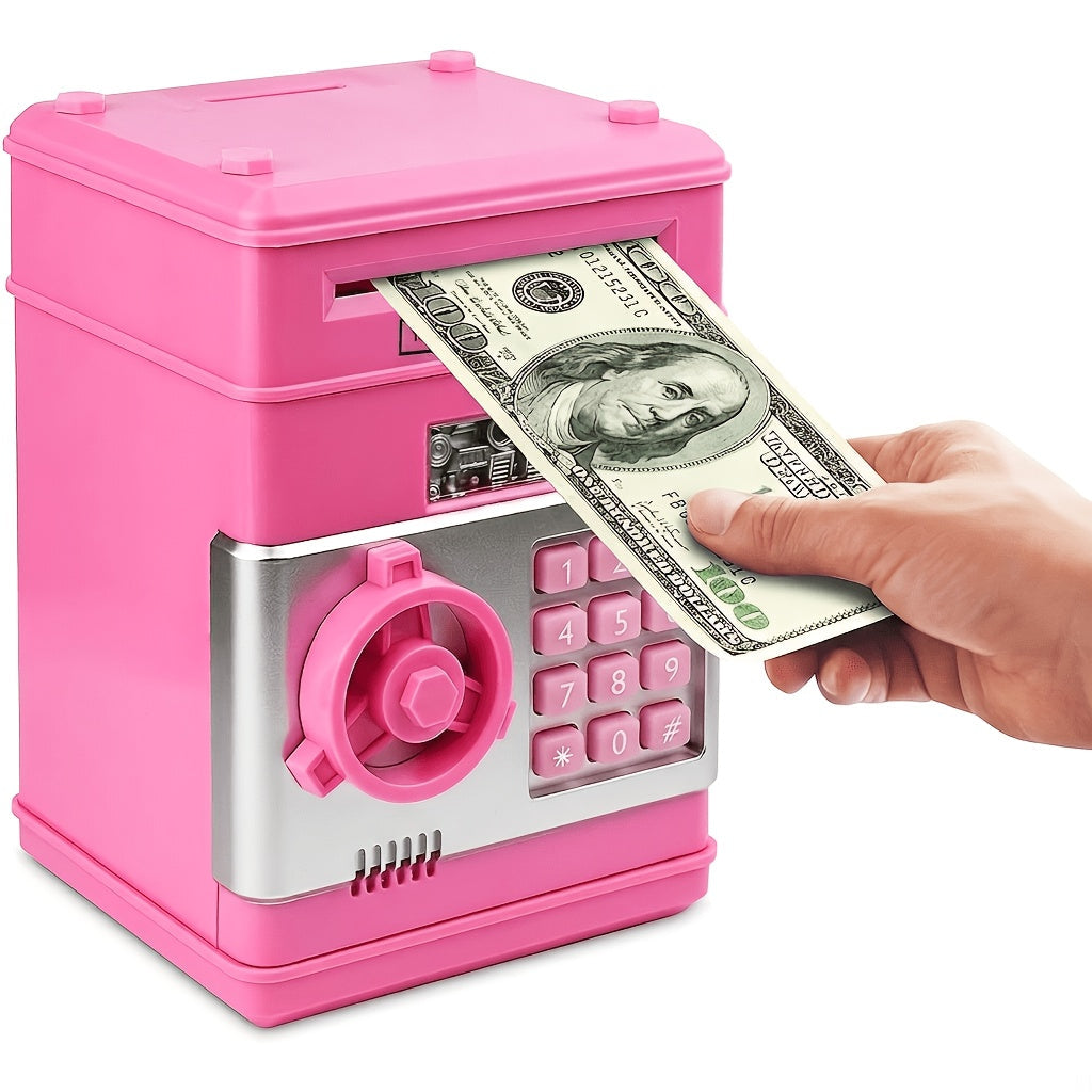 Electronic ATM Piggy Bank for Kids, Digital Coin & Cash Money Bank with Password Lock, Holds 600 Coins or 100 Bills