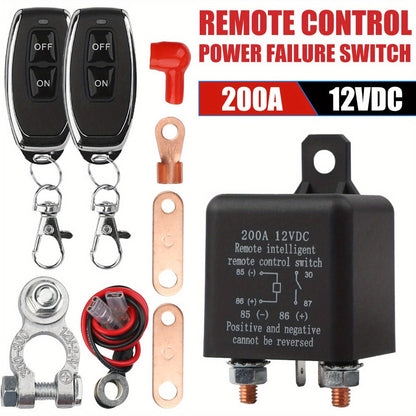 Two-Piece Remote Battery Disconnect Relay Set with Paired Key Fobs, Cable and Terminal Accessories