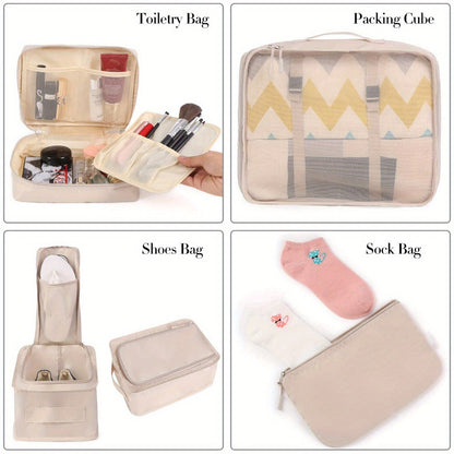 Packing Cubes for Suitcases 8PCS Set Travel Luggage Organizers Compression Bags Clothing Underwear Shoe Bag for Men Women