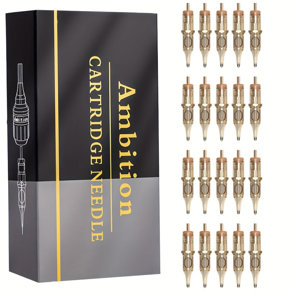 Ambition Tattoo Cartridge Needles 20pcs Professional RL RS RM Sizes with Safety Membrane for Temporary Body Art, Festivals and Costumes