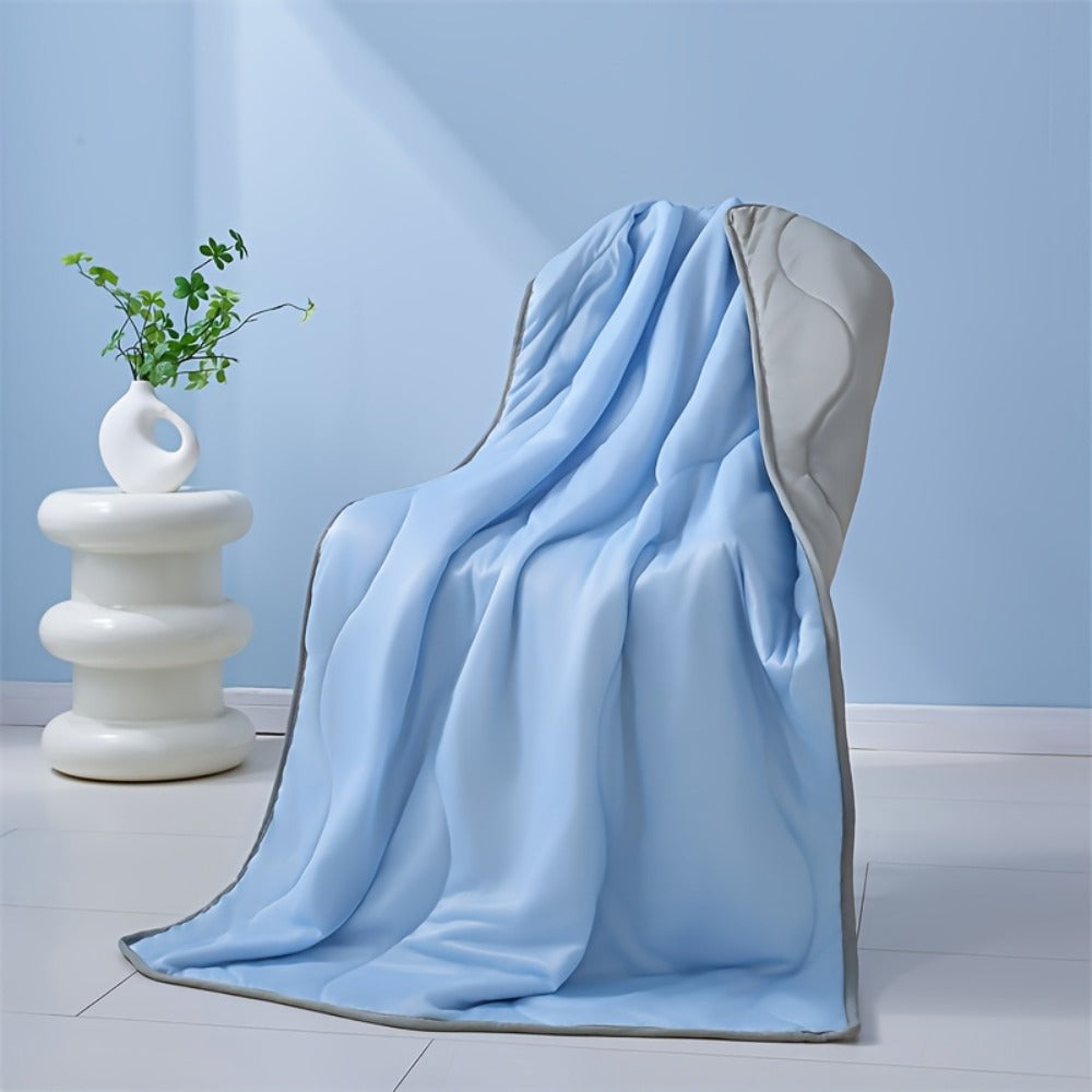 Summer Air Conditioning Blanket – Breathable Lightweight Knit Cooling Blanket for Hot Sleepers, Skin Friendly Solid Color Sweat Absorbent