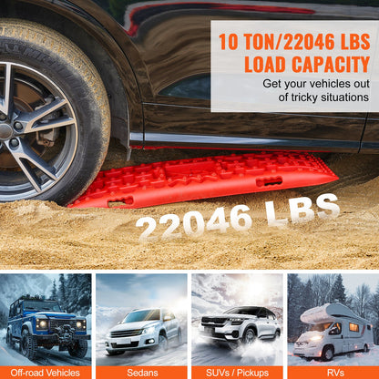 Traction Boards 2-Pack – 10-Ton Off-Road Vehicle Recovery Boards for Mud, Sand & Snow, High-Strength PP with Pull Straps & Storage Bag