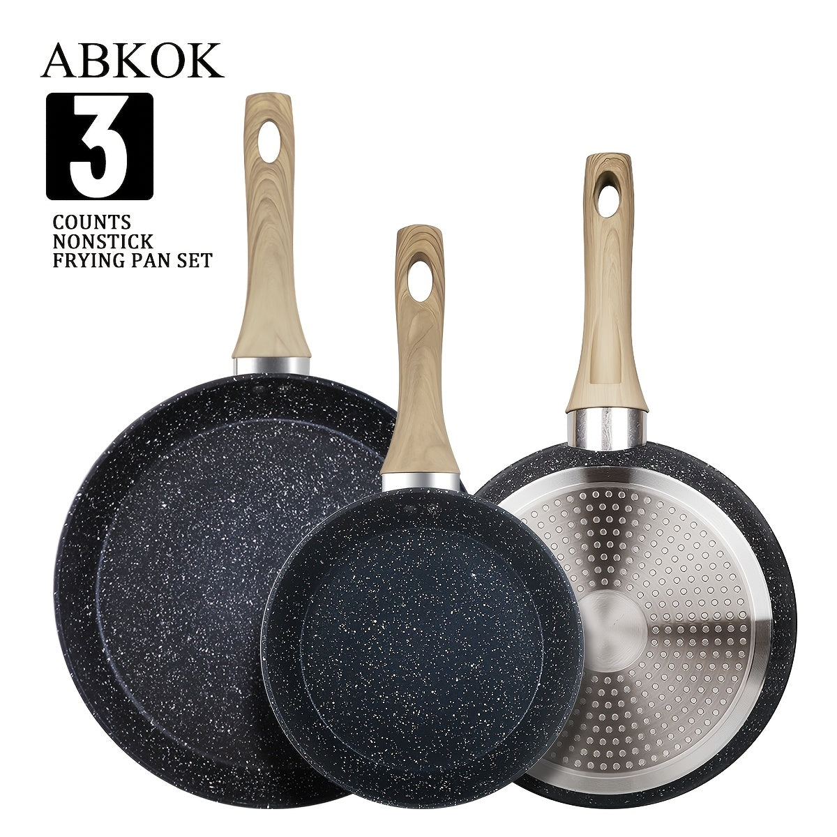Non-Stick Frying Pan Set 3-Piece 7 9.5 11 Inch, Skillet Set with Insulated Handle for Home Cooking, Dining and Outdoor Meals