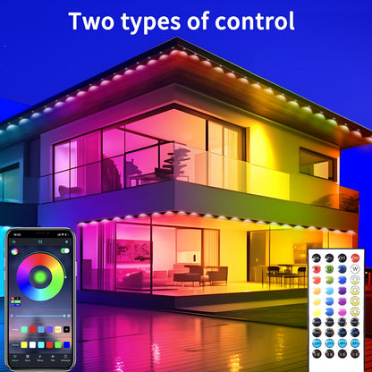 Permanent Eave Lights RGB Outdoor 200FT - Music Sync, Scene Modes, App Controlled Under Eave LED Lighting for House Exterior
