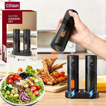 Electric Salt and Pepper Grinder Set with LED Light, Rechargeable Salt Pepper Mill, Adjustable Coarseness 3.72oz Large