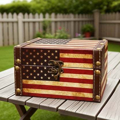 Wooden Storage Box with Lid Vintage Floral Design, Dust-Proof Decorative Trinket Box for Tabletop Jewelry Keepsake Organization