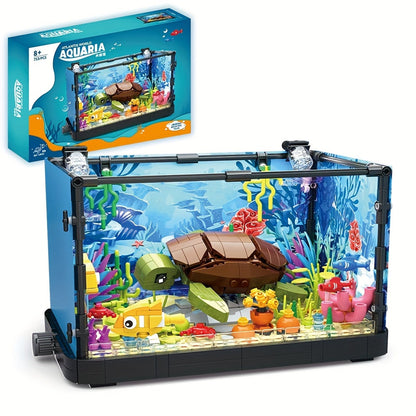 Building Block Set Marine Turtle Aquarium Model MY072 with Framed Underwater Scene and Hanging Sea Details
