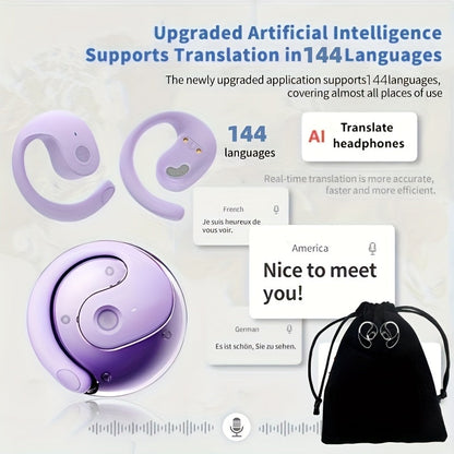 0.3s AI Translator Earbuds 144 Languages 40H Battery Real-Time Voice Translation Noise for Bedside Audio, Alarms and Room Entertainment