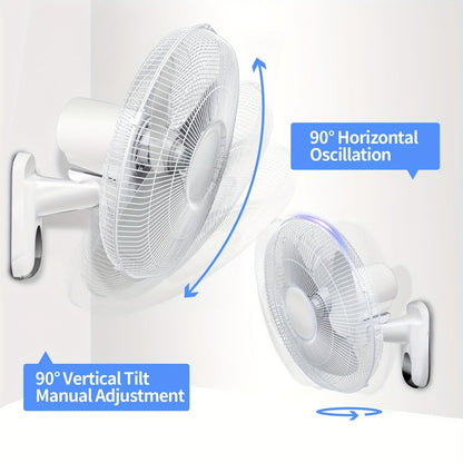 Wall Mounted Fan 18"/16" with 3 Speed Settings, Quiet Electric Fan for Home, Garage & Industrial Use