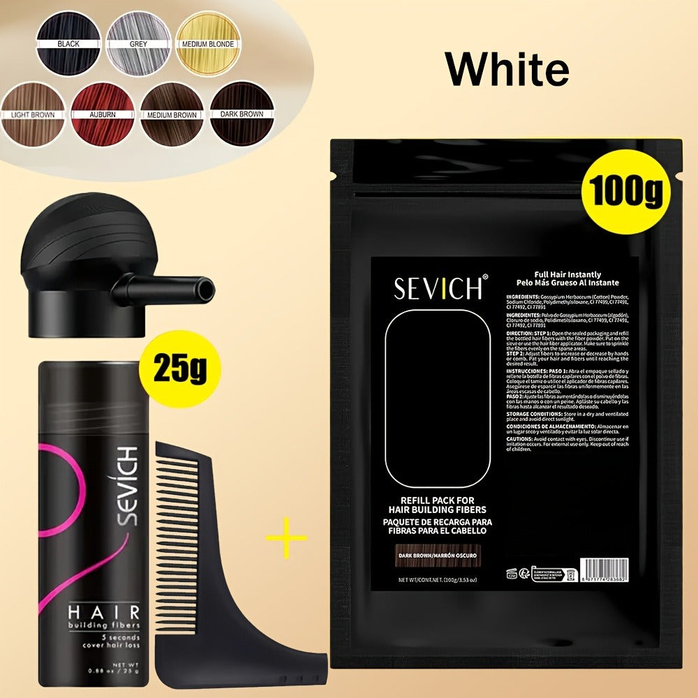 Hair Thickening Fibers Set 2-in-1 with Applicator Spray - Instant Volume & Fuller Look for Thinning Hair