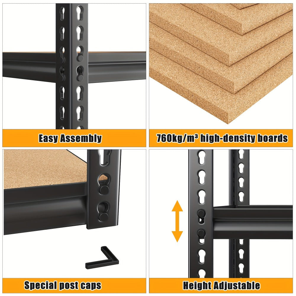 5-Tier Garage Shelving Unit, Metal & Wood Storage Shelves, Adjustable Utility Rack for Garage, Basement