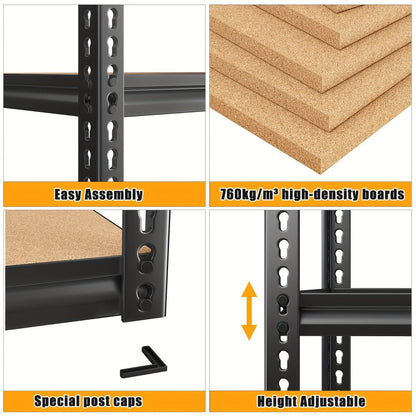 5-Tier Garage Shelving Unit, Metal & Wood Storage Shelves, Adjustable Utility Rack for Garage, Basement