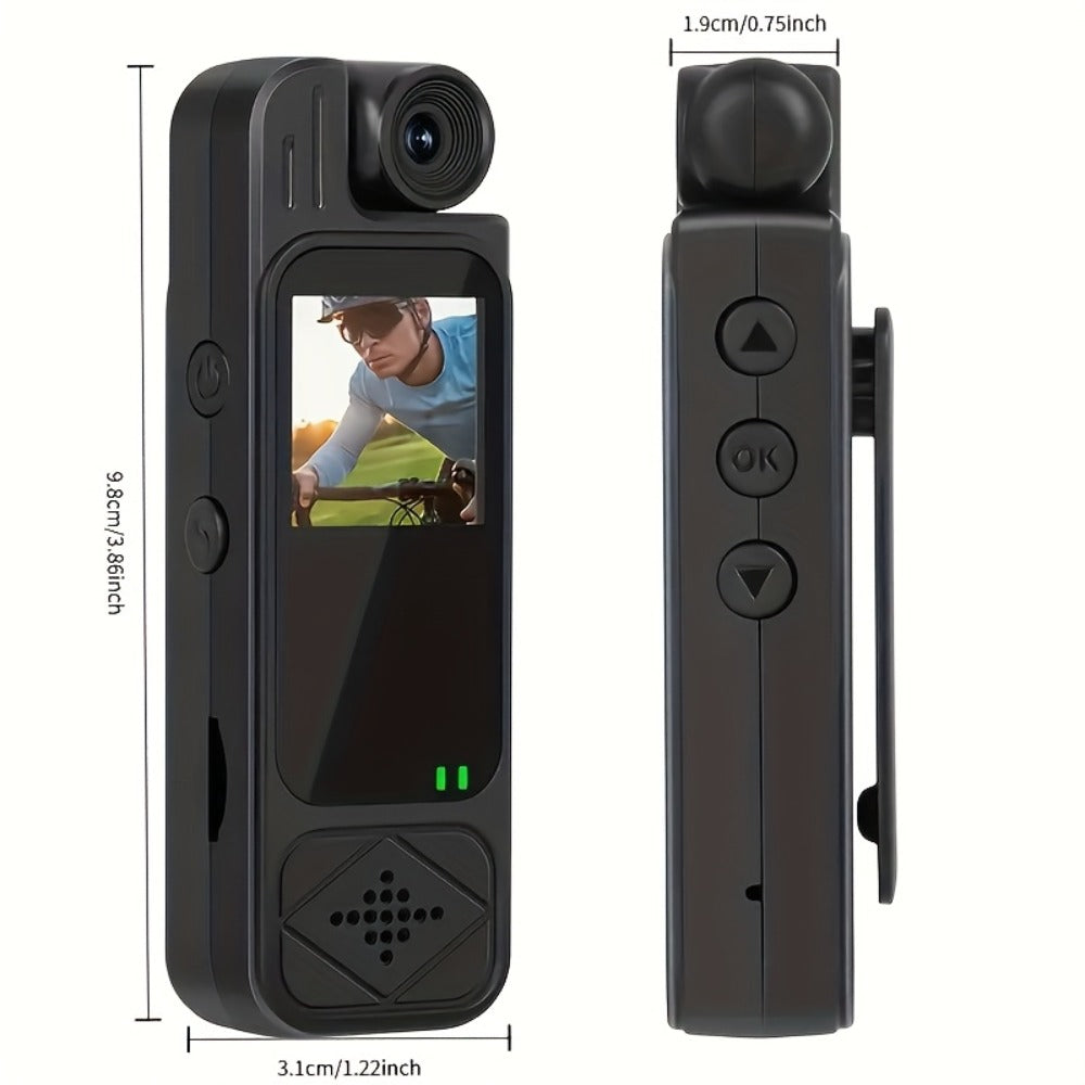 1080P Body Camera 180° Rotating Lens Portable Handheld Camcorder, USB Rechargeable, Compact Video Recorder for Vlogging Travel Meetings
