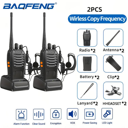 Baofeng BF-888S Walkie Talkies 16 Channel UHF Long Range Two Way Radio Rechargeable with Earphones for Camping Hiking Hunting Outdoor