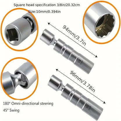 Magnetic Spark Plug Socket Set 14mm 16mm Universal 1/2 Inch Drive Alloy Steel Spark Plug Removal Tool with 3/8 Inch Drive Ratchet Wrench