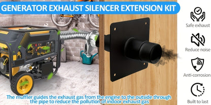 Generator Exhaust Silencer Kit with Through-Wall Mounting Plate – Upgraded Stainless Steel Exhaust Hose, Muffler & Noise Reduction Extension