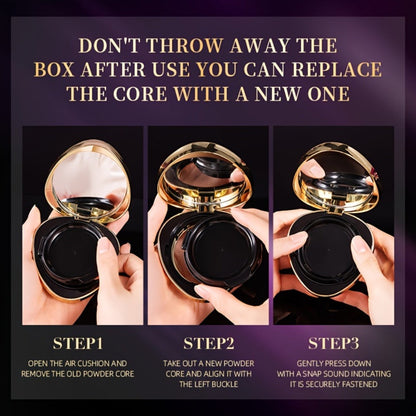 Air Cushion BB Cream Foundation Moisturizing Medium Coverage Dewy Finish with Plant Squalane Glycerin Tri-Color Adaptive Blends All Skin
