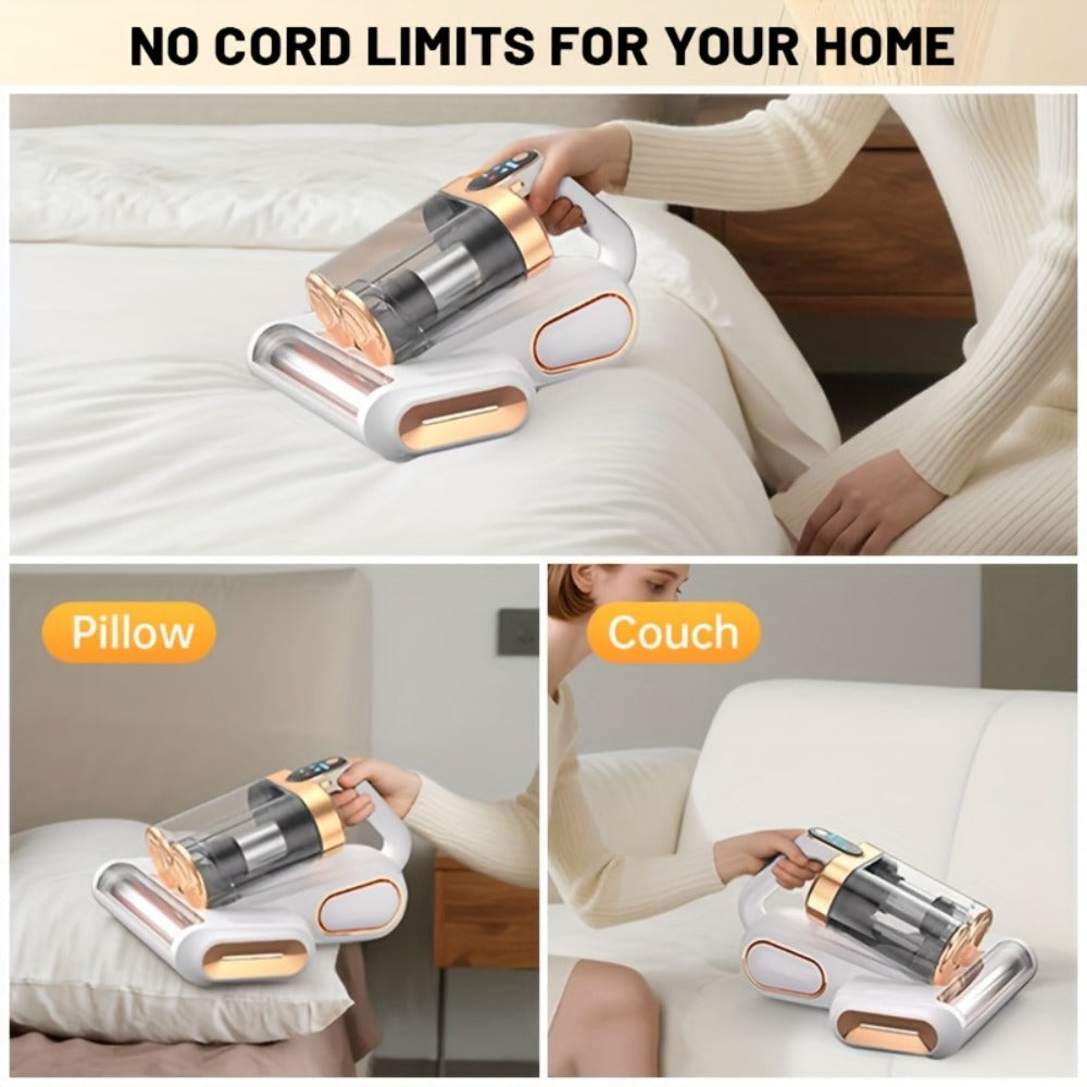 Mattress Vacuum Cleaner Handheld Bed Cleaner – 16KPa Strong Suction with UVC Light & Hot Air Heating, Deep Clean for Pillows, Sofa