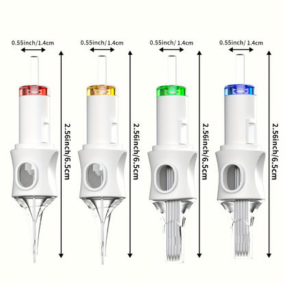 Tattoo Cartridge Needles 50pcs Mixed Size Set - Poseidon V6 Assorted Round Liner Shader for Temporary Body Art, Festivals and Costumes