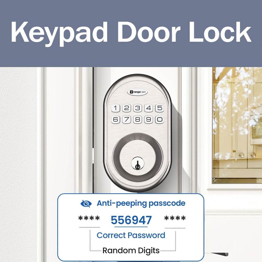 Smart Door Lock Deadbolt with Fingerprint Keypad App and Key Access in Black or Silver Options