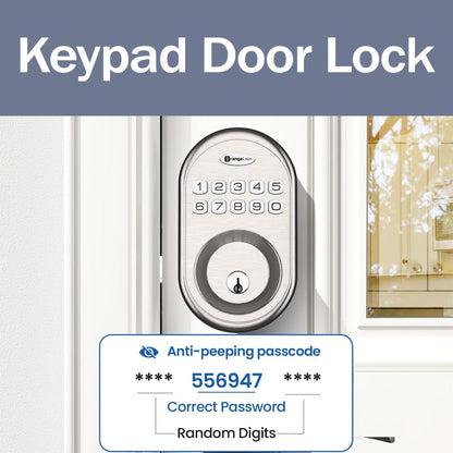 Smart Door Lock Deadbolt with Fingerprint Keypad App and Key Access in Black or Silver Options